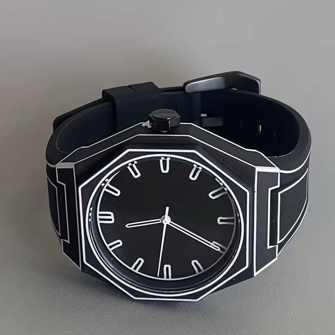 MAYZHISU Men's Watches Comic-book Style Men Quartz Wristwatch Silicone Strap Waterproof Cartoon Luxury Unisex Male's Clock Watch