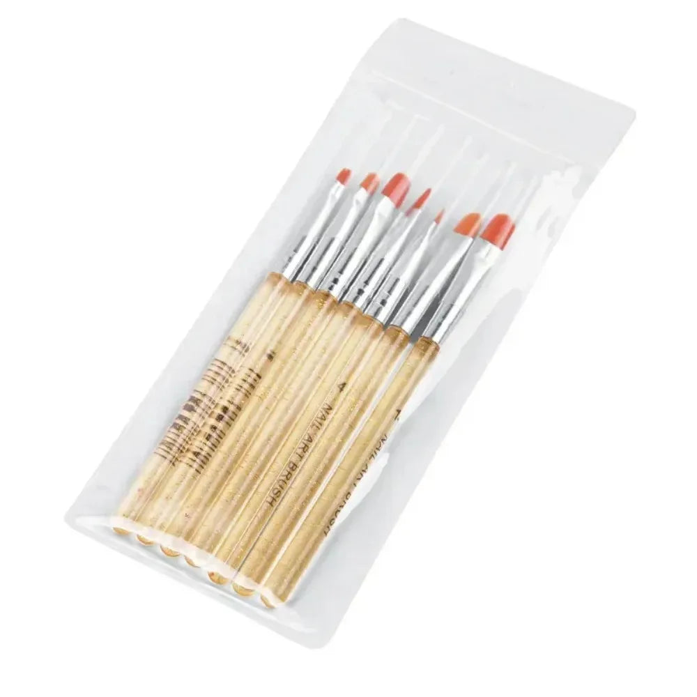 7Pcs/Set Nylon Hair UV Gel Acrylic Nail Art Builder Brush Pen Drawing Pens For Nail Design Nail Supplies For Professionals