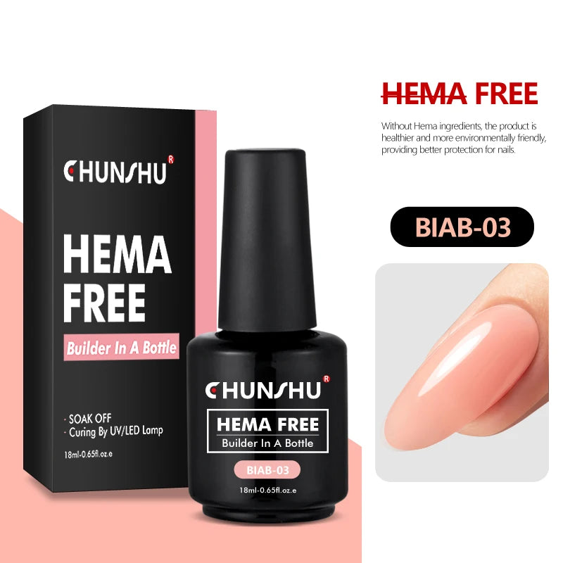 CHUNSHU Hema FREE Construction UV Gel 18ml Builder Nail Gel In A Bottle Semi Permanent Thick Rubber Base Gel Extension Nails Art