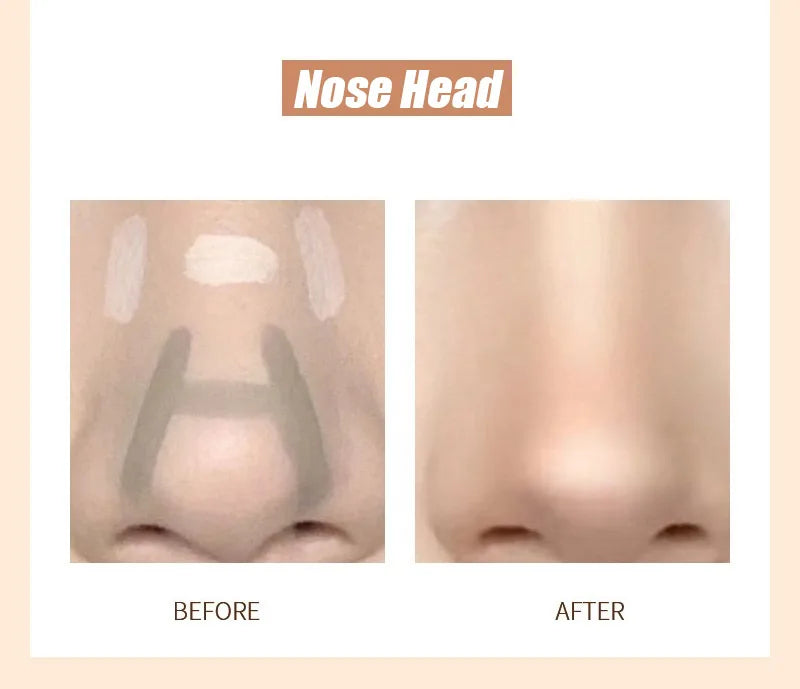 Double Head Contour Stick Bronzer with Brush Face Nose Shadow Cream Contour Pen Waterproof Lasting Contouring Makeup Cosmetics