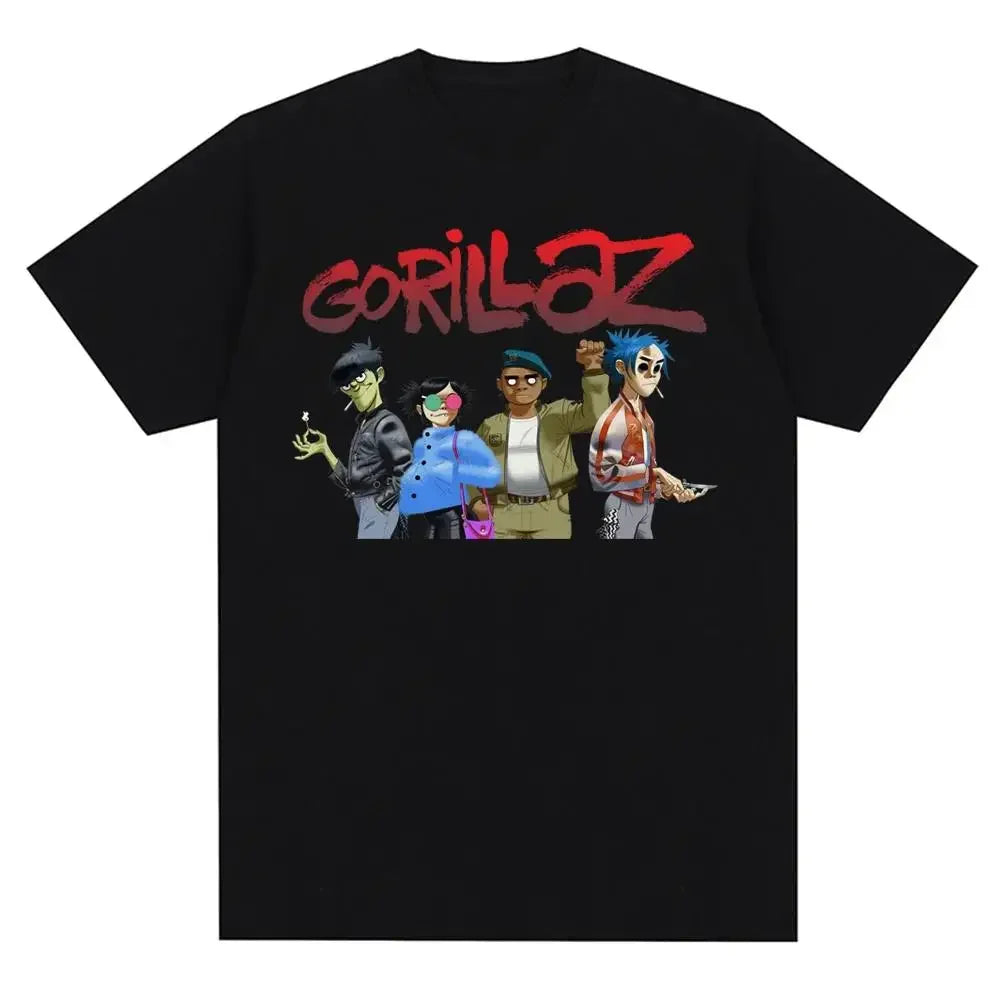 Music Band Gorillazs Punk Rock Print T Shirt 90s Casual Fashion Short Sleeve T Shirt Unisex Harajuku Kawaii T-shirt Y2K Clothing
