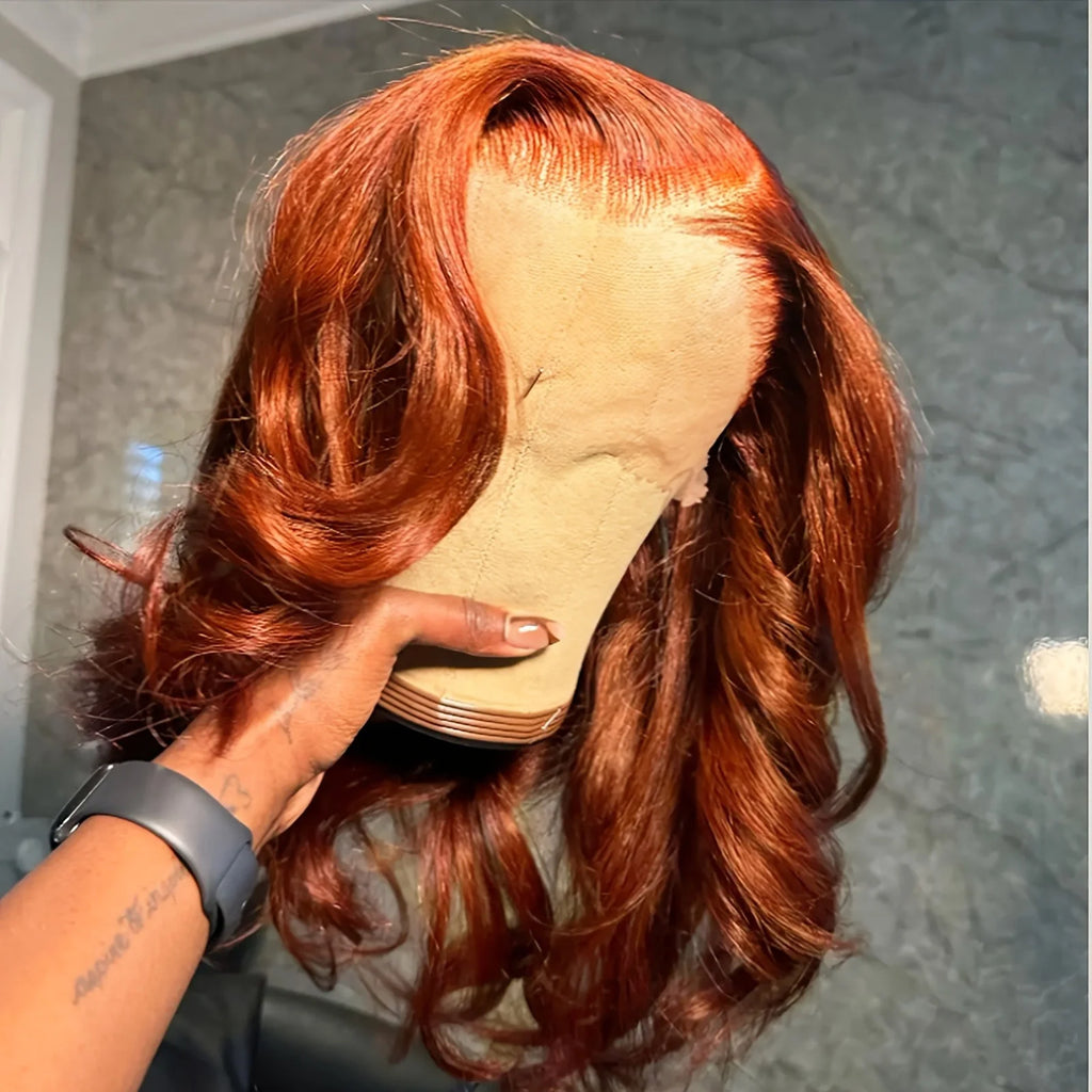 Charisma Synthetic 13*4 Lace Front Wigs Short Wig Orange Ginger Red Colorful Lace Front Wigs For Women Natural Loose Wave Wigs