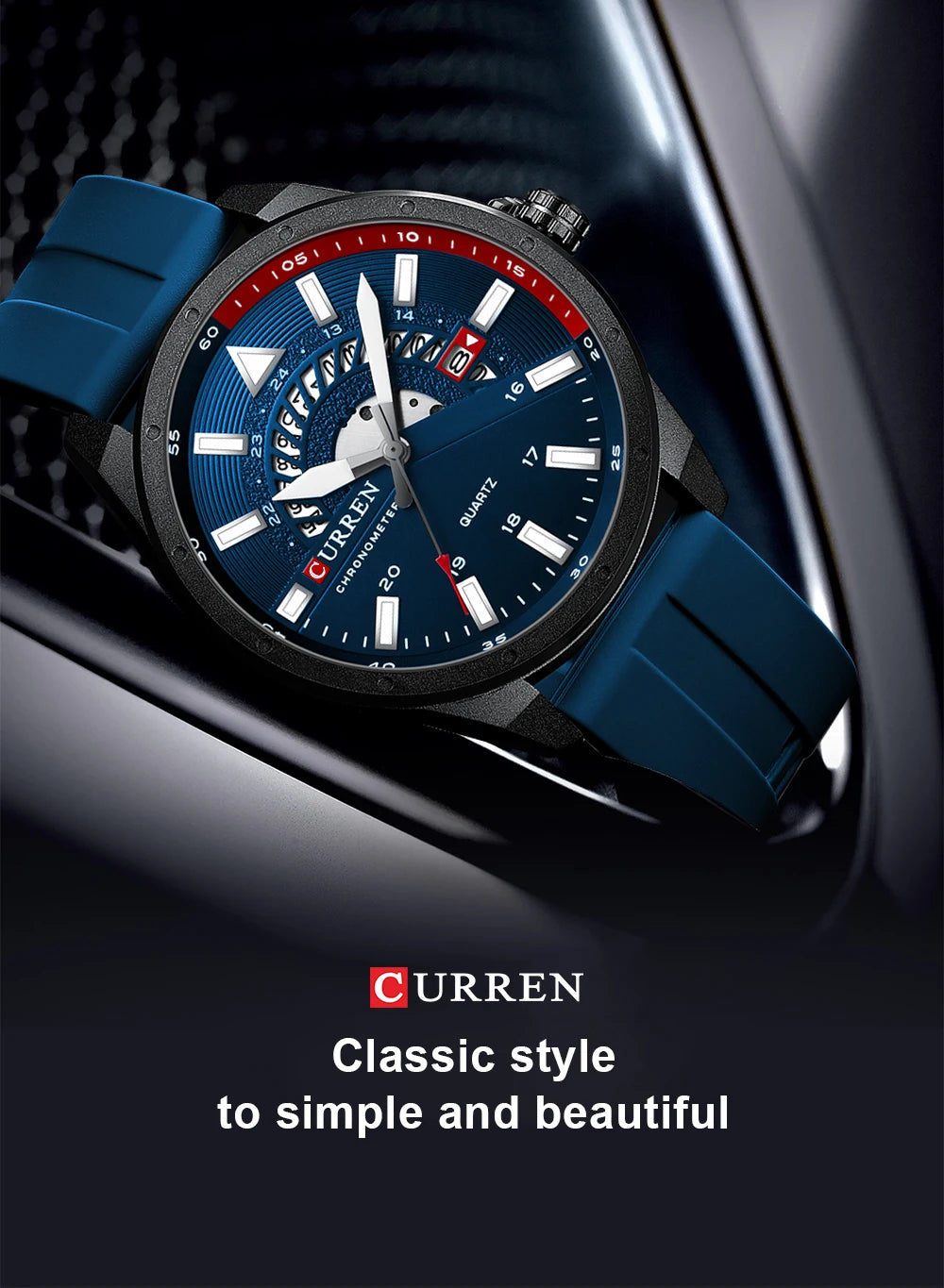 CURREN 8421 Men's Watch Luxury Men's Quartz Watch Breathable Leather Strap Waterproof Business Casual Sports Men's Watch