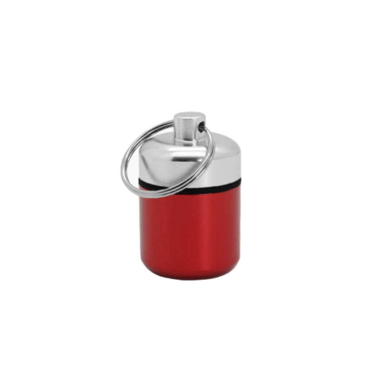 Aluminum Waterproof Pill Box with Sealed Storage, Flat Head, and Keychain for Vitamins Medicine and Fish Oils