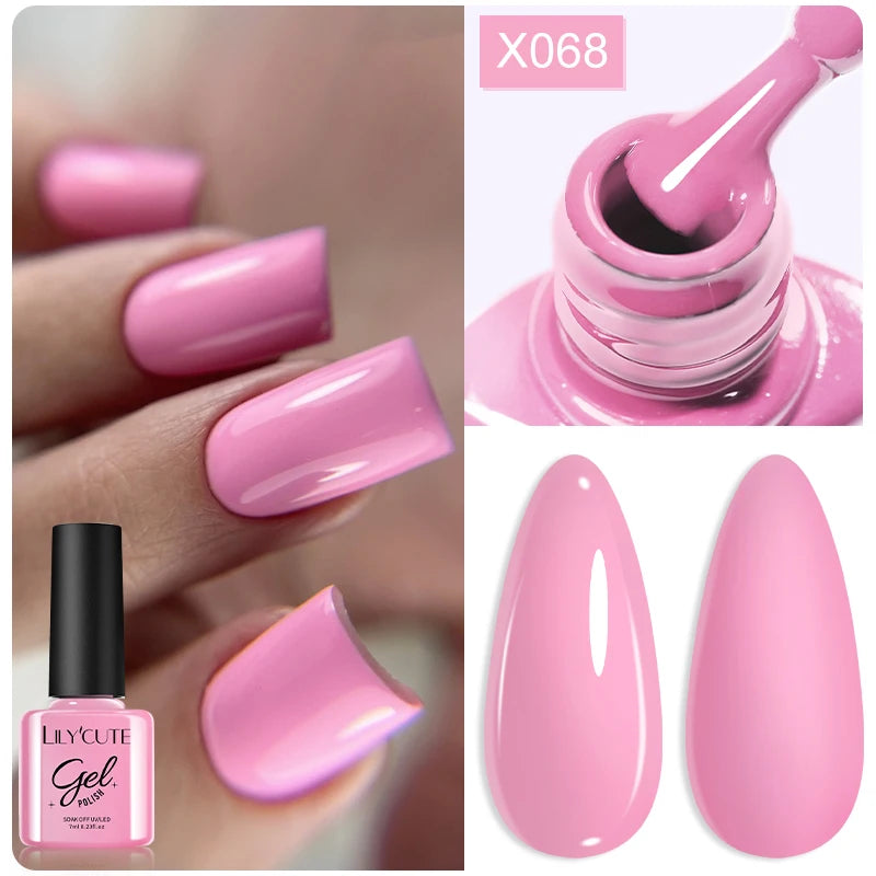 LILYCUTE 7ML Black White Color Gel Nail Polish Summer Colorful Gel Nail Art Semi Permanent UV Gel Soak Off UV LED Gel Varnishes