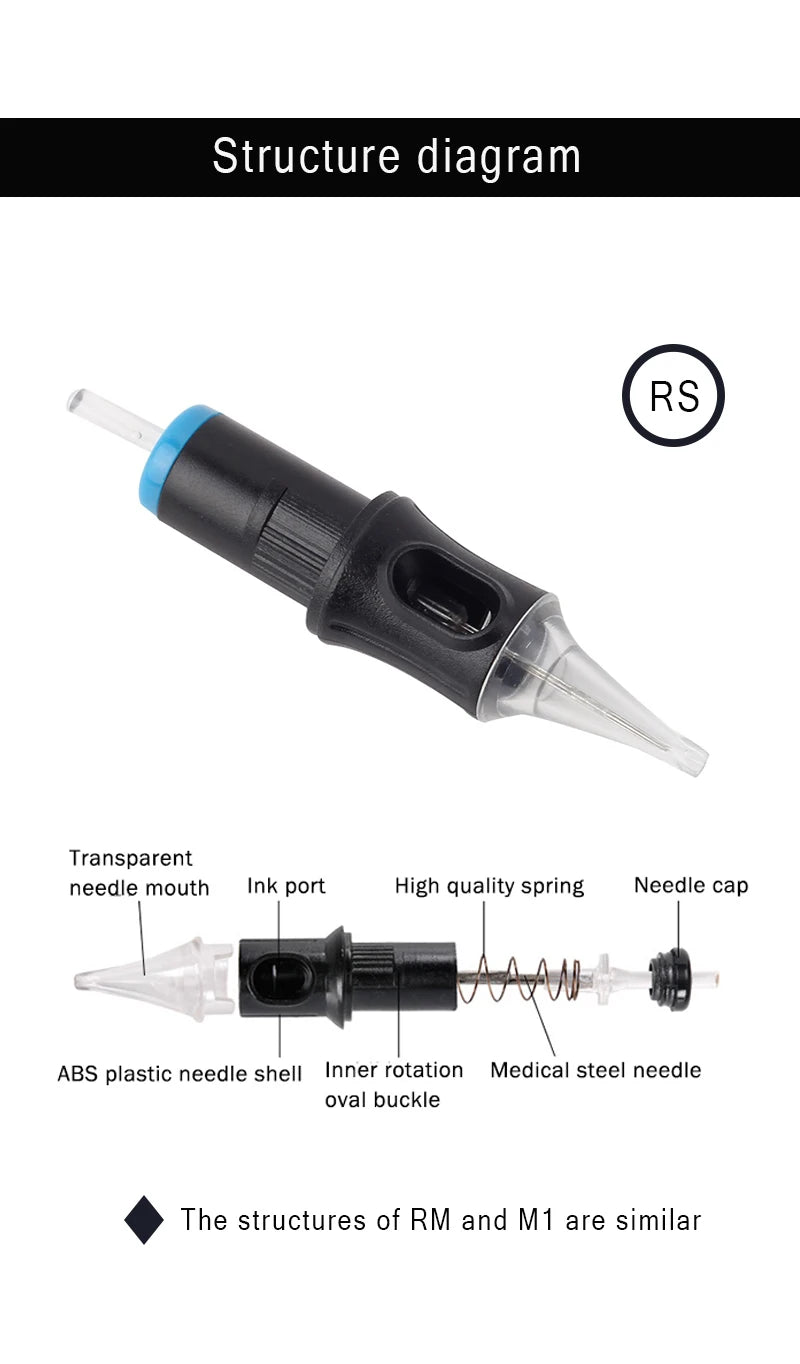 5/10pcs Tattoo Permanent Cartridges Needle Pigment Sterilized RL RS RM M1 Eyebrow Lip Makeup Needles For Tattoo Machine Pen