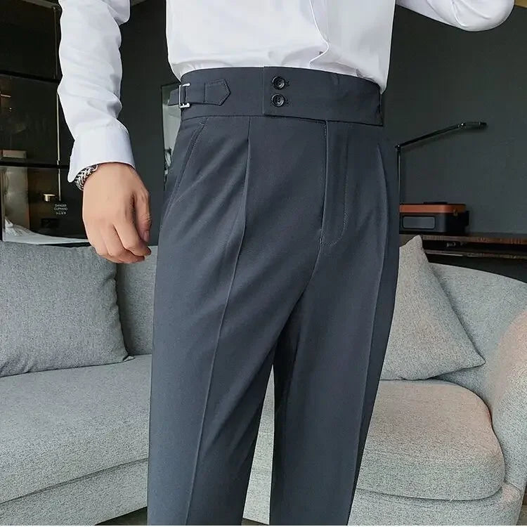 Wide Leg Male Suit Trousers Plus Big Size Gray Men's Summer Pants Formal Clothes Offer Luxury Thin Casual Work Wear Fabric 2025