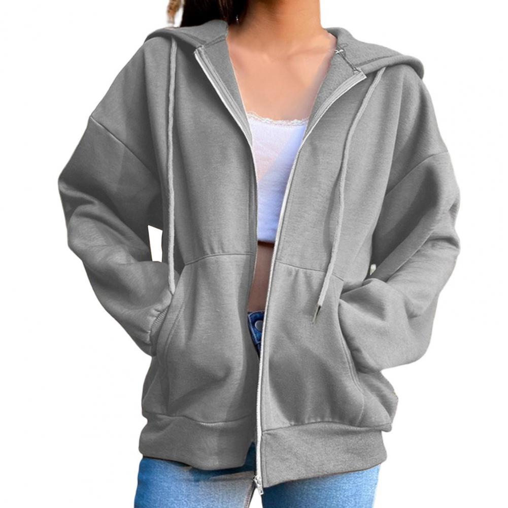 Women Sweatshirt Jacket Winter Clothes Female Zip Up Oversize Hoodies Casual Loose Black Brown Hoodie Vintage Fleece Pullover