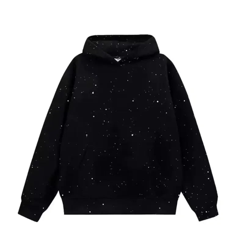 Sequined Hoody Korean Streetwear Men Sweatshirts Plus Fleece New Winter American Style Chic Solid Loose Pockets Fashion Hoodies