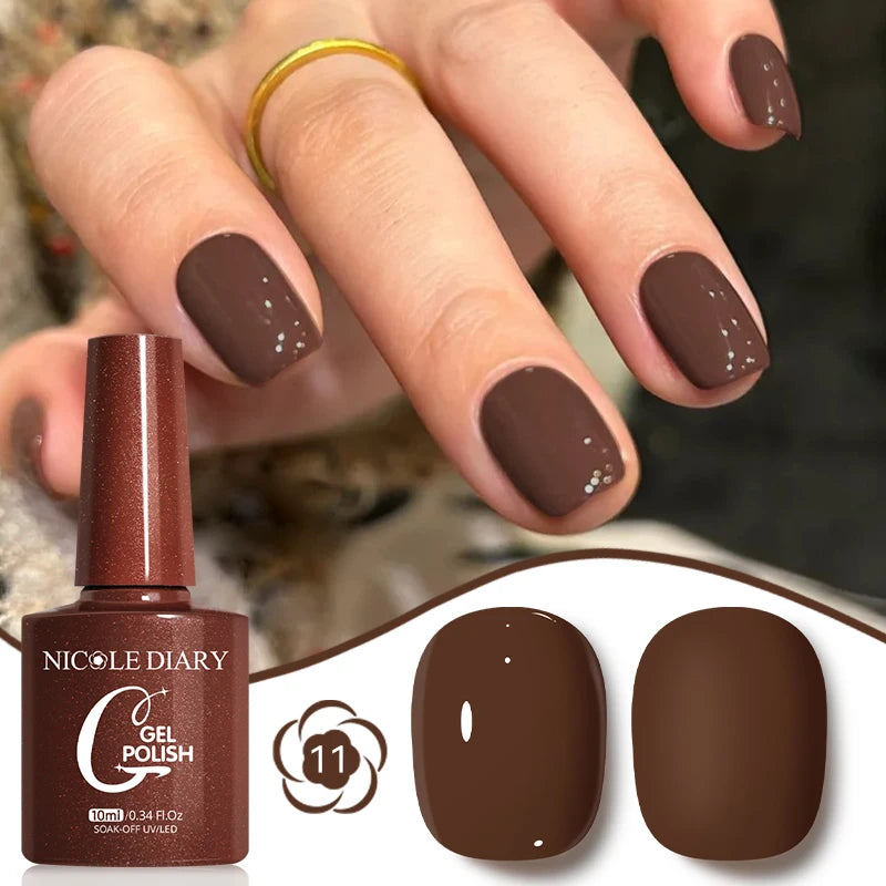 NICOLE DIARY Glass Beads Cat Magnetic Gel Nail Polish Spring Summer Gel Nail Sparkly Gel Varnish Soak off Nail Manicure Art