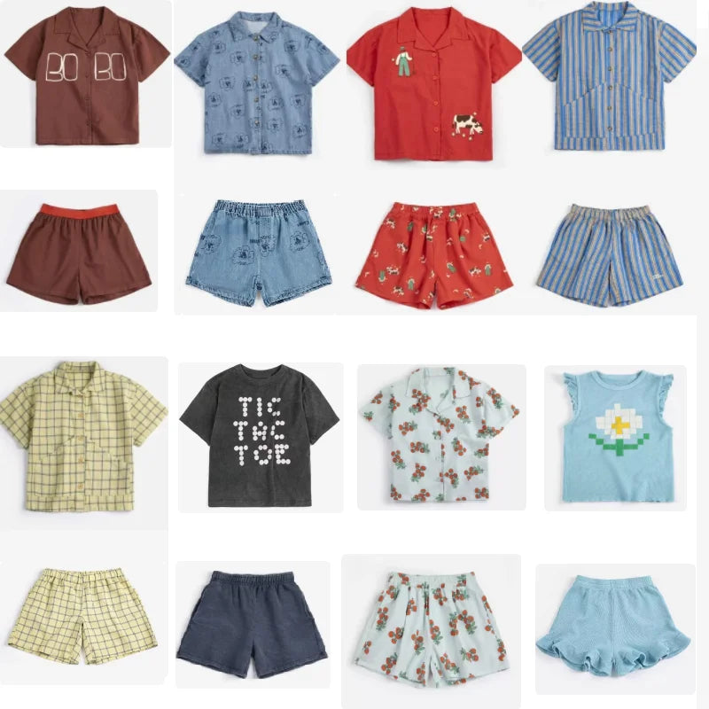 Children's Shirts & Shorts 2026 Summer New Arrivals Cartoon Fashion Boys' Short-Sleeve Cotton Printed Sweet Girls' T-Shirt Tops