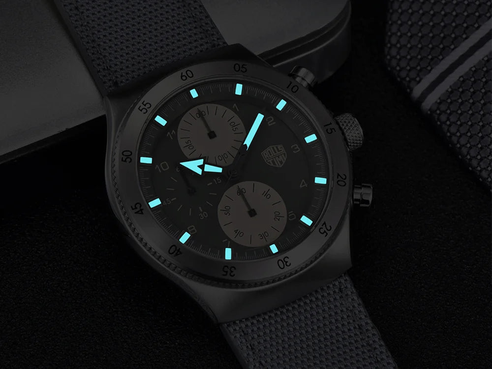 2026 new men's casual quartz watch top luxury sapphire TMI VD55 nylon men's chronograph waterproof sports men's watch luminous