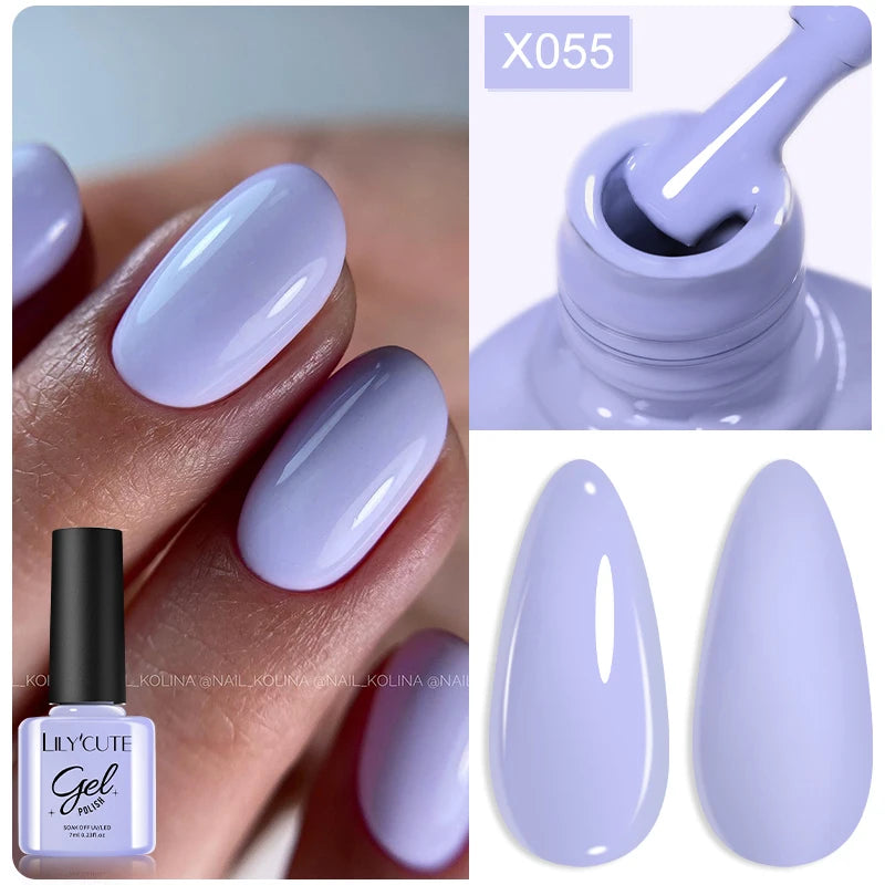 LILYCUTE 7ML Black White Color Gel Nail Polish Summer Colorful Gel Nail Art Semi Permanent UV Gel Soak Off UV LED Gel Varnishes