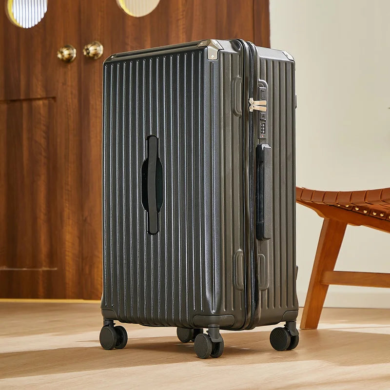 Large Capacity 20-26 Inch Rolling Luggage with Cup Holder Travel Bag Convenien Mobile Phone Stand Simple Travel Rolling Suitcase