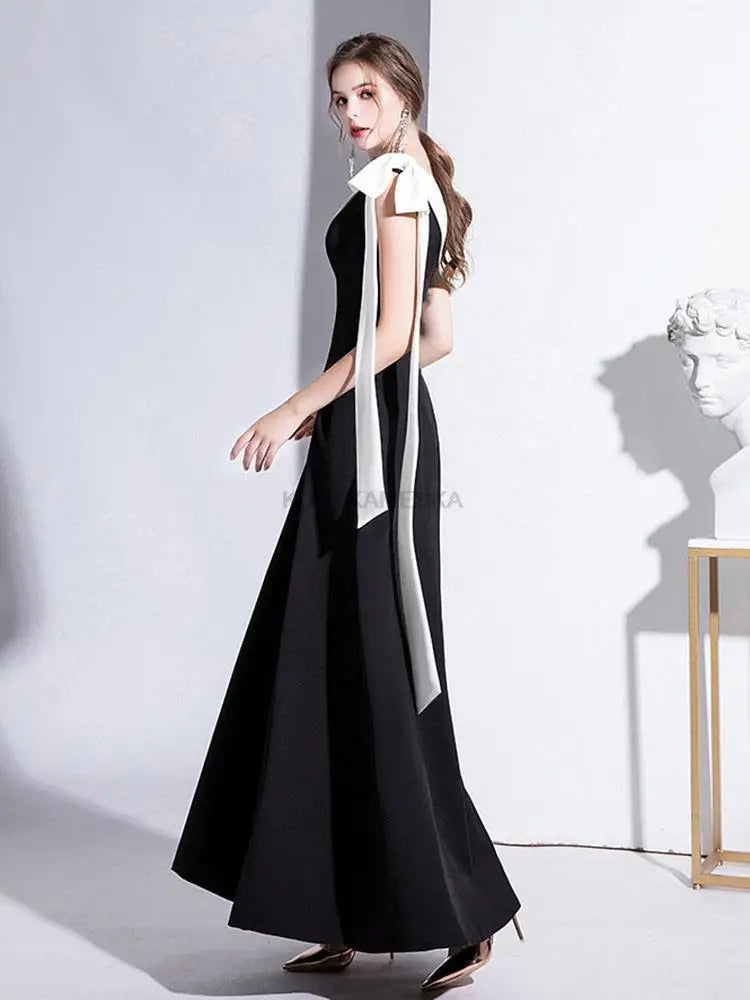 Elegant Black Formal Evening Long Dresses for Women 2023 Summer Sexy One Shoulder Slim Host Prom Party Dress Casual Maxi vestido