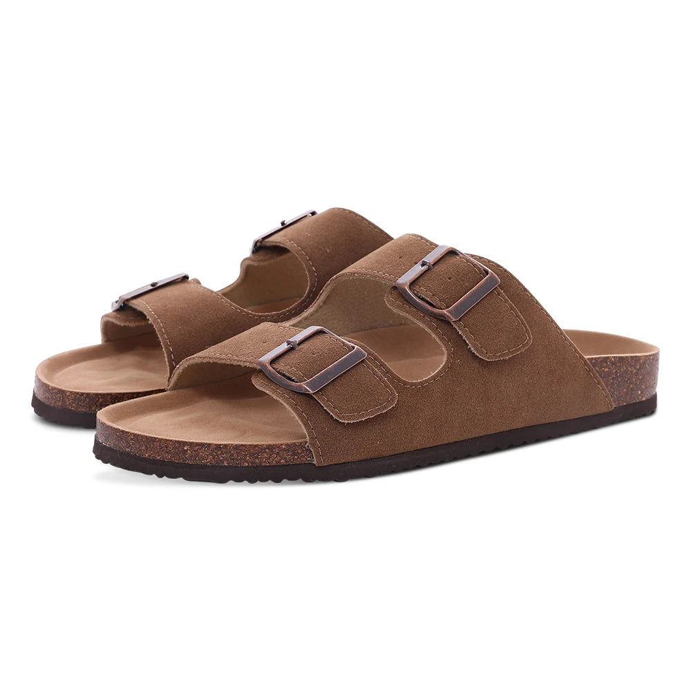 Comwarm Soft Cork Slippers For Women Classic Platform Clogs Slippers Open-Toe Flats Sandals Trendy Slip-on Mules And Beach Shoes