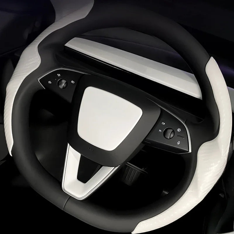 For Tesla Model 3 Highland 2024 Car Accessories Steering Wheel Patch Decorative Protective Cover Sticker Steering Wheel Sticker