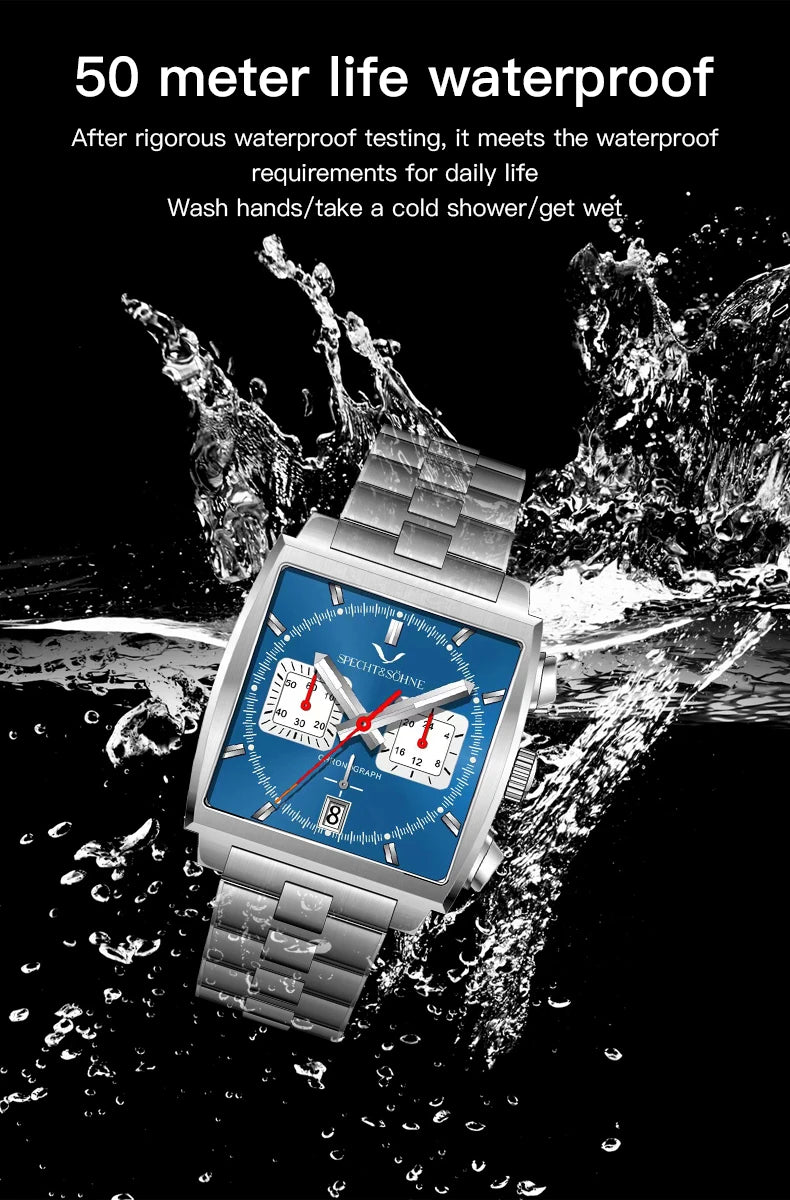 2025 Specht & Sohne New Arrivals Mens Watches Top Brand Luxury Stainless Steel Japan VK64 Chronograph Male Quartz Wristwatches