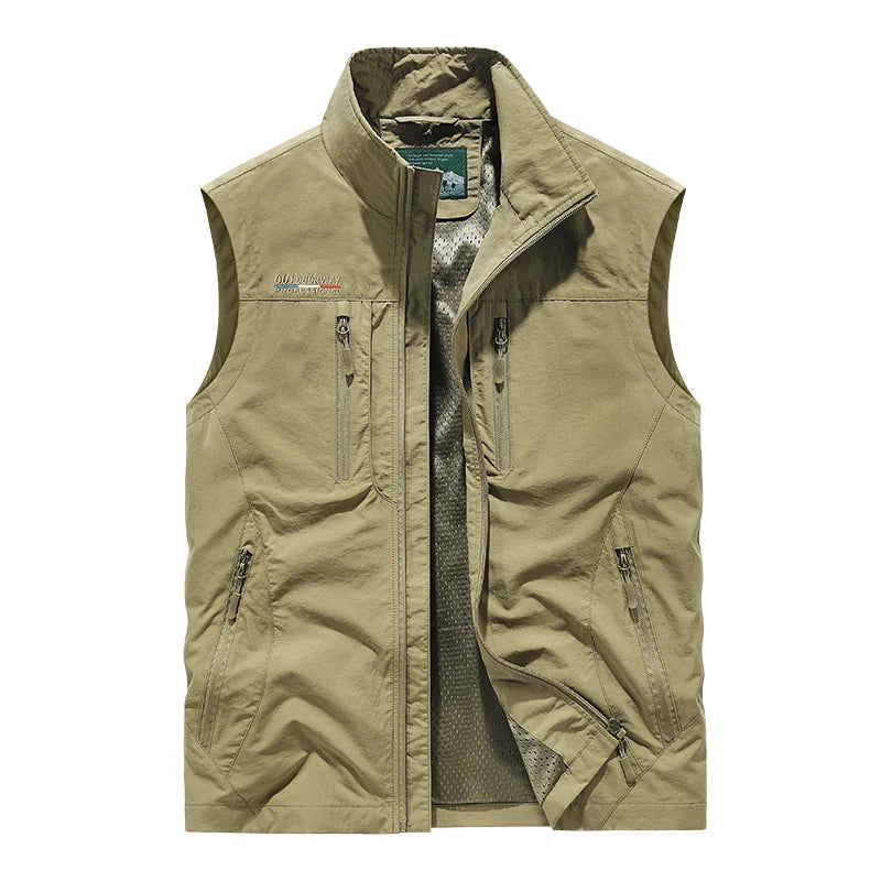 2025 Personalized yelek red Multi Pockets nylon Cargoes Fisherman vest fishing Journalist Photography Camping Waistcoat vest