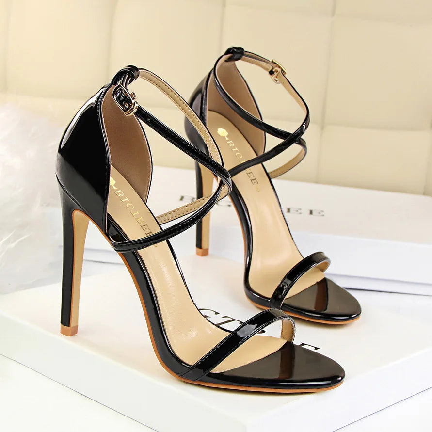Women Fetish 8cm 11cm High Heels Summer Mid Low Heels Champagne Gold Sandals Roman Pumps Lady Gladiators Stiletto Stripper Shoes