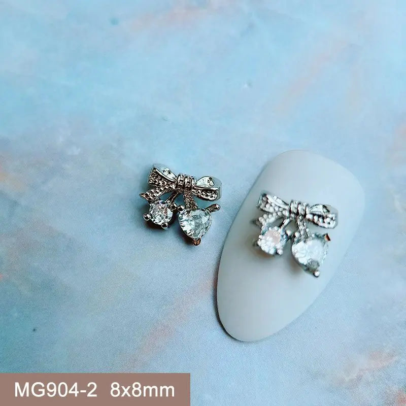 10pcs Summer Shell Starfish Cherry Zircon Crystals Metal Nails Jewelry Decorations Nail Art Accessories Charms Parts Supplies