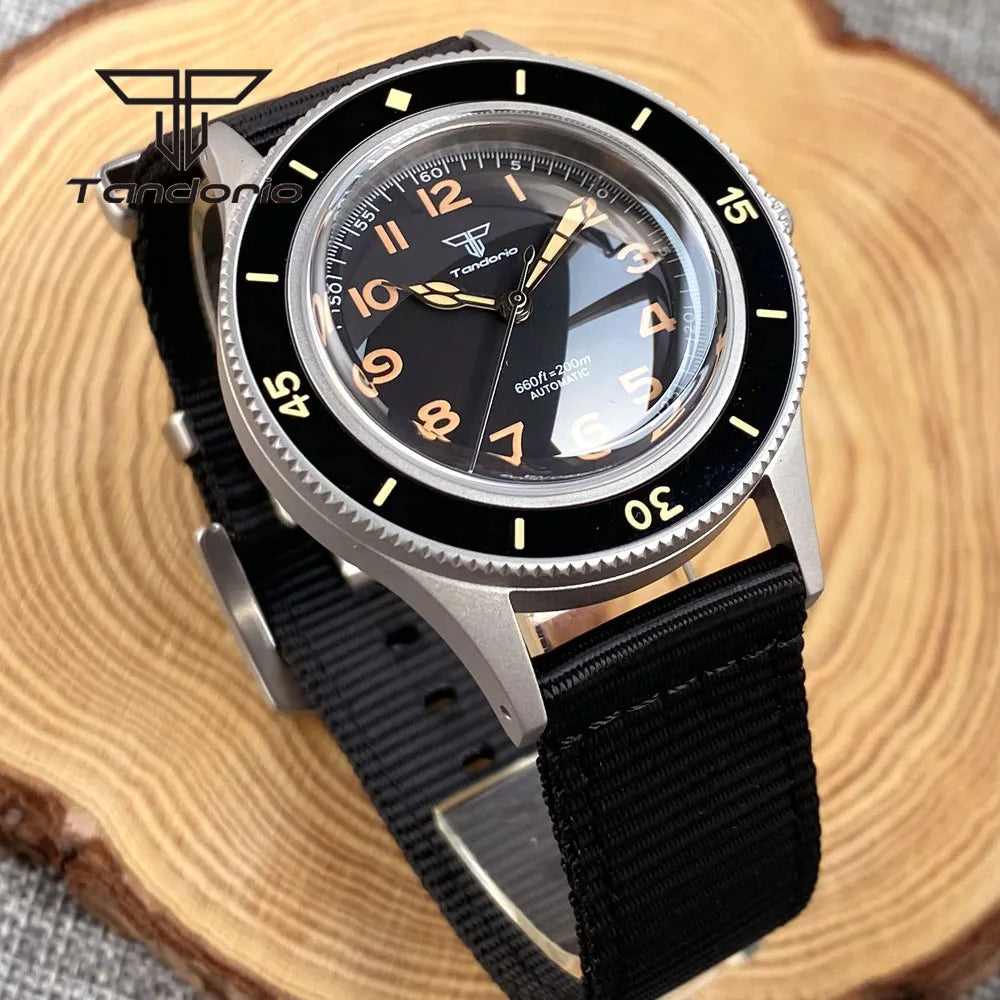 Tandorio Mechanical 40mm 50-Fathoms Style Men Watch Miyota8215/PT5000 Movt Domed Sapphire Glass Waterproof Wristwatch Luminous