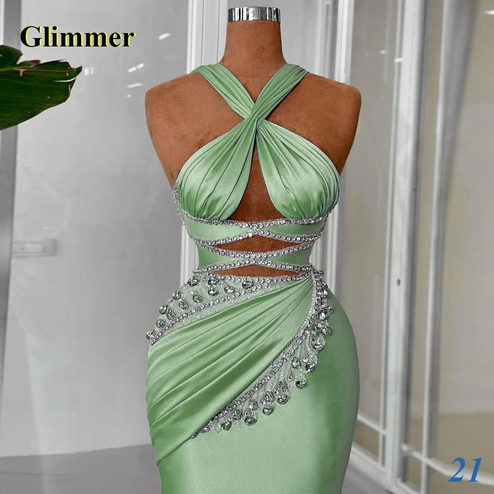 Glimmer Luxury Graduation Dresses for Girls with School Criss Cross Rhinestones Evening Party Gown Robes De Soiree Customized