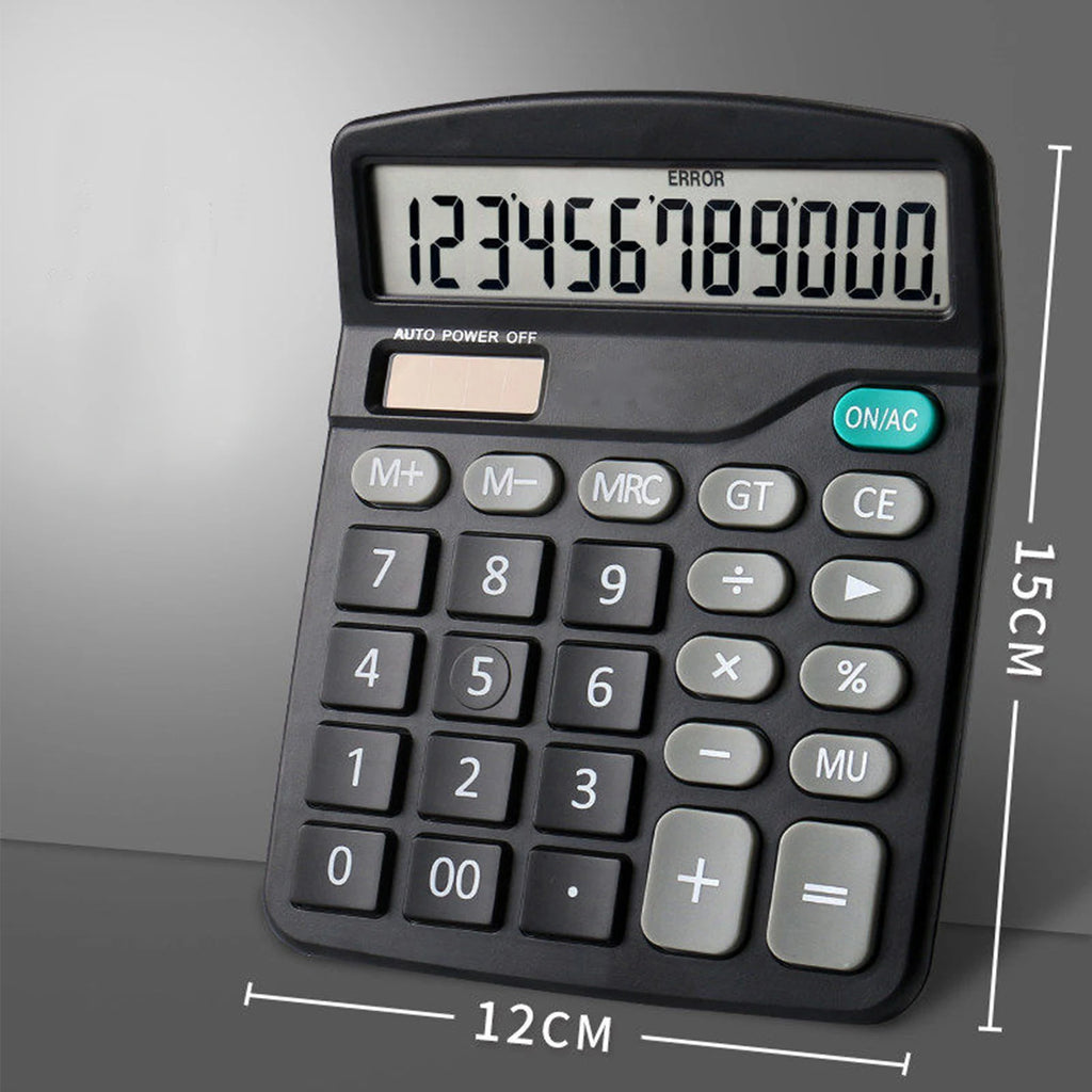Desktop Calculator Standard Function Calculator with 12-Digit Large LCD Display Solar & Battery Dual Power for Office Business