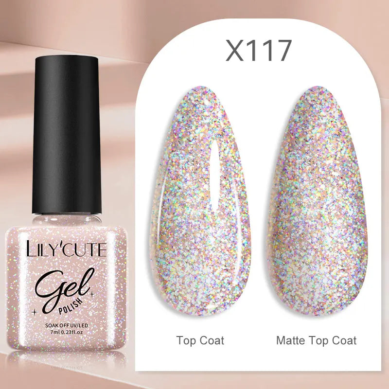 LILYCUTE 7ML Black White Color Gel Nail Polish Summer Colorful Gel Nail Art Semi Permanent UV Gel Soak Off UV LED Gel Varnishes