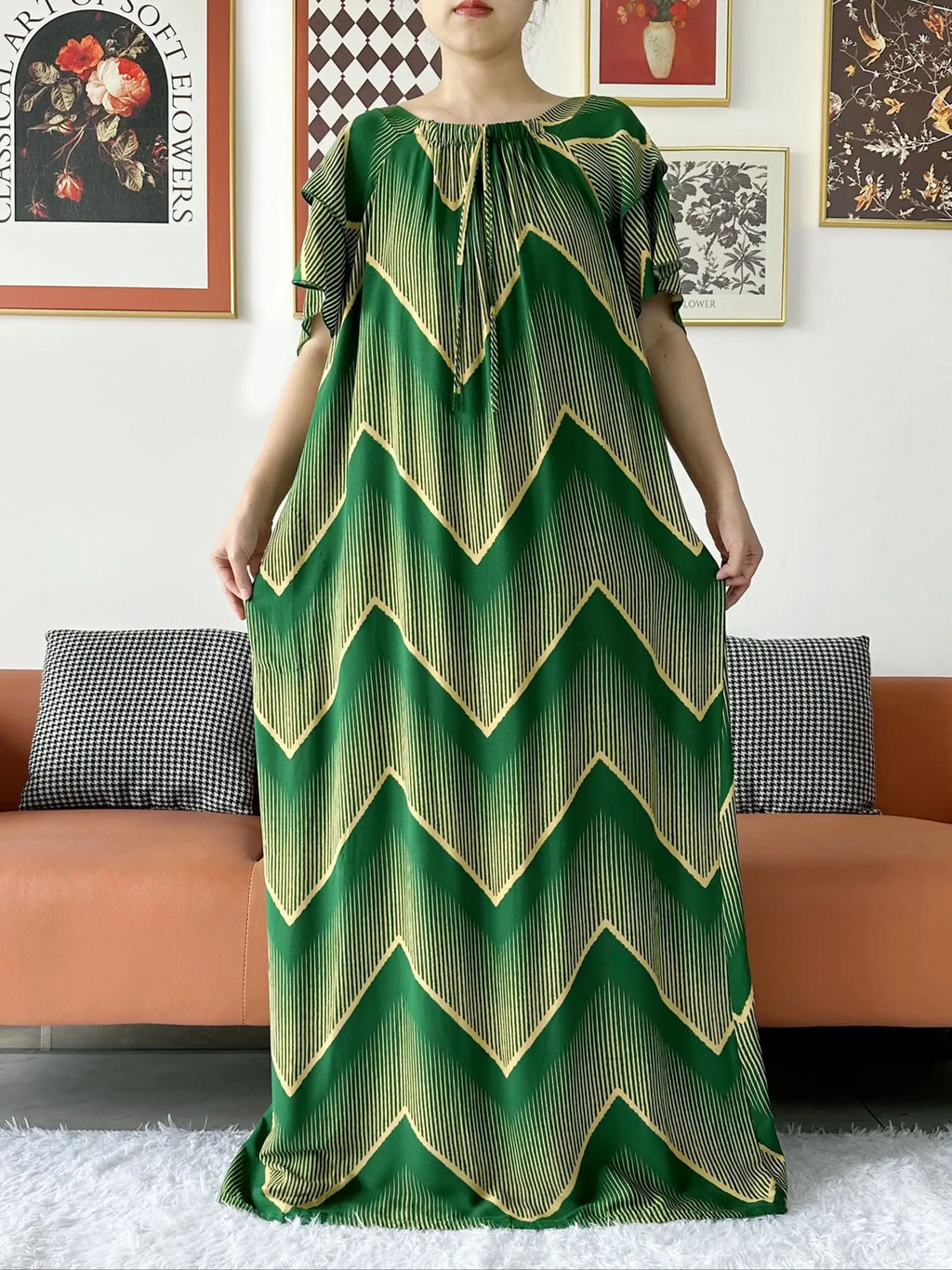 2024 New Muslim Dubai Abaay Women Cotton Dress With Big Scarf For Women Maxi Summer Short Sleeve Loose African Abaya Clothing