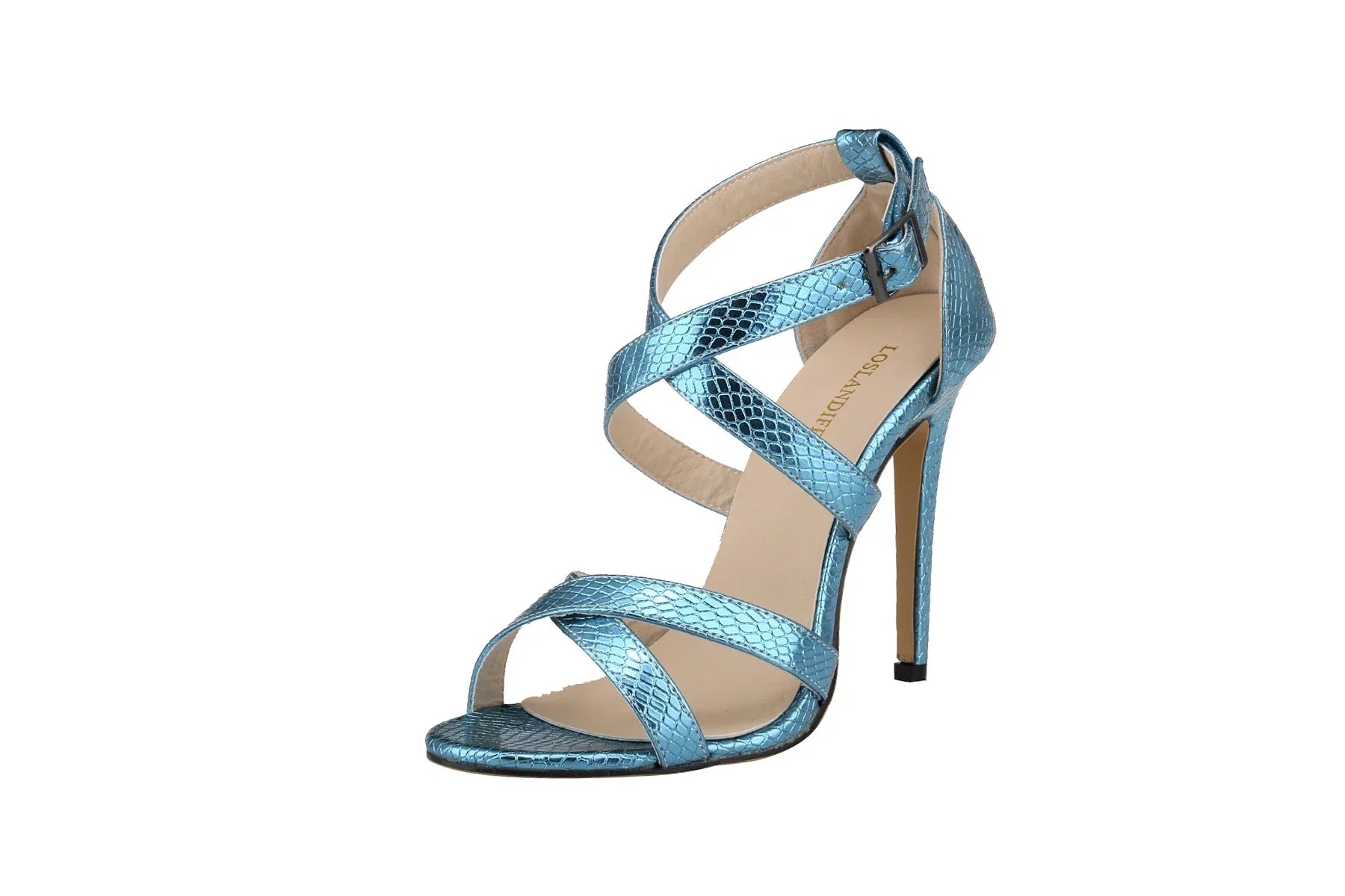 2026 New LOSLANDIFEN Women Sandals Summer Fashion Design Sexy 8CM Crocodile Leather High Heels Ladies Sandals Open Toe Shoes