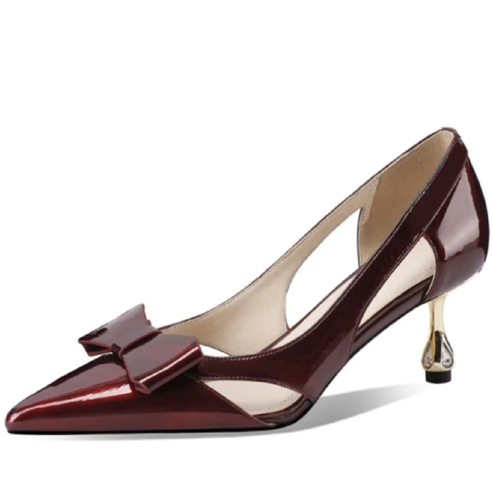 【JOCHEBED HU】Full Genuine Leather Pointed Toe Women Summer Street Wear Stiletto Heels Office Lady Gorgeous Pumps 33-43