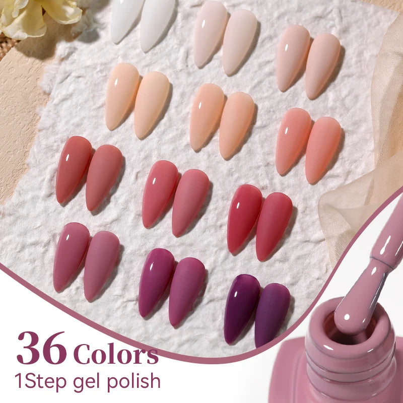 UR SUGAR 1-step Gel Polish 12ML Glitter Nail Spring Summer White Nude Pink Gel Nail Polish 3 IN 1 No Need Base Gel and Top Coat