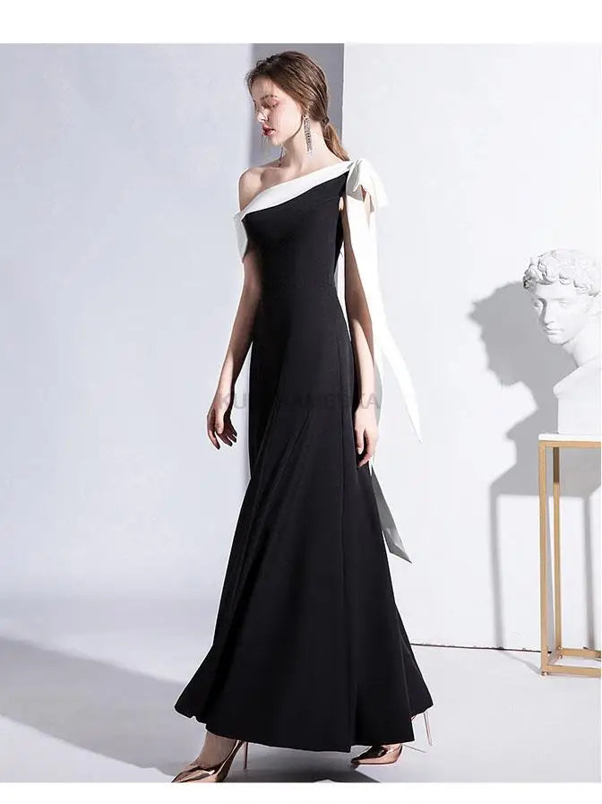 Elegant Black Formal Evening Long Dresses for Women 2023 Summer Sexy One Shoulder Slim Host Prom Party Dress Casual Maxi vestido