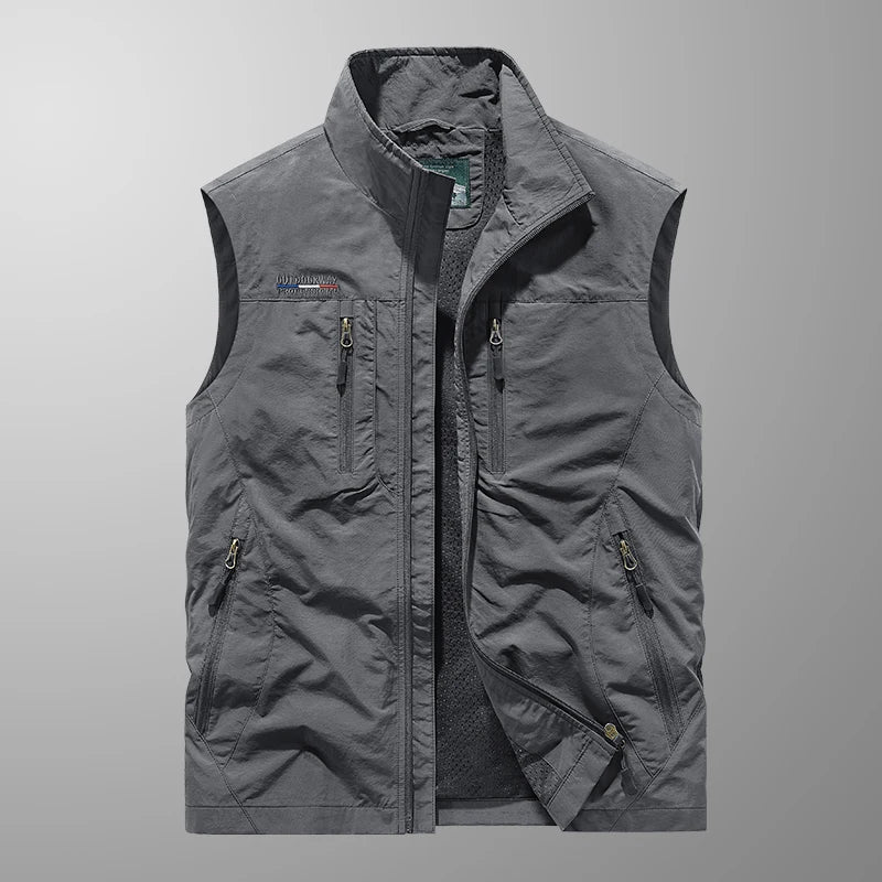 2025 Personalized yelek red Multi Pockets nylon Cargoes Fisherman vest fishing Journalist Photography Camping Waistcoat vest