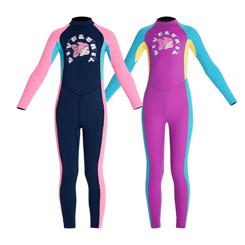 Children's Sunscreen Swimsuit Quick Drying Long Sleeved One Piece Sun Protection Diving Suit Floating Swimming Surfing Wetsuit