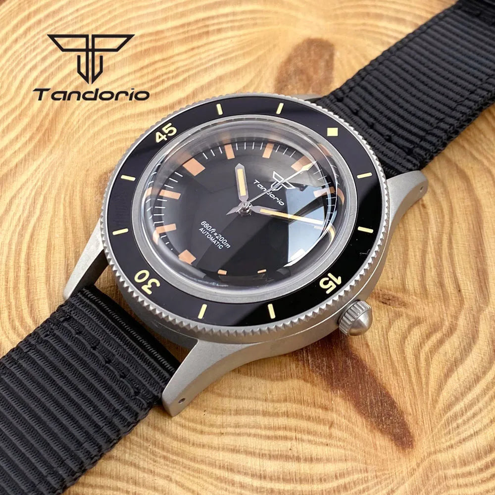 Tandorio Mechanical 40mm 50-Fathoms Style Men Watch Miyota8215/PT5000 Movt Domed Sapphire Glass Waterproof Wristwatch Luminous
