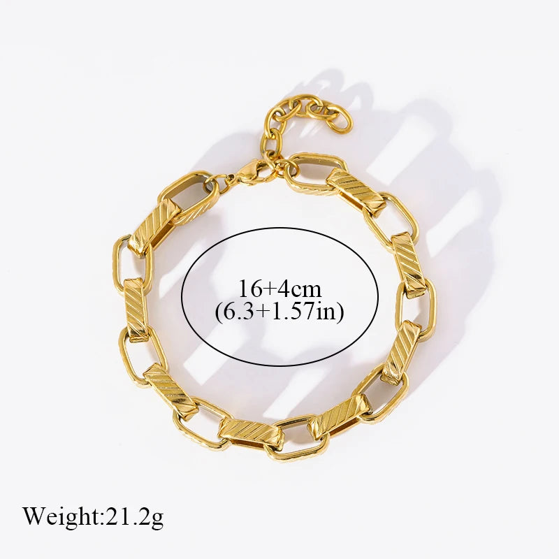 EILIECK 316L Stainless Steel Gold Color Bangles Bracelet For Women New Trendy Wrist Chain Waterproof Jewelry Gift Party Bijoux
