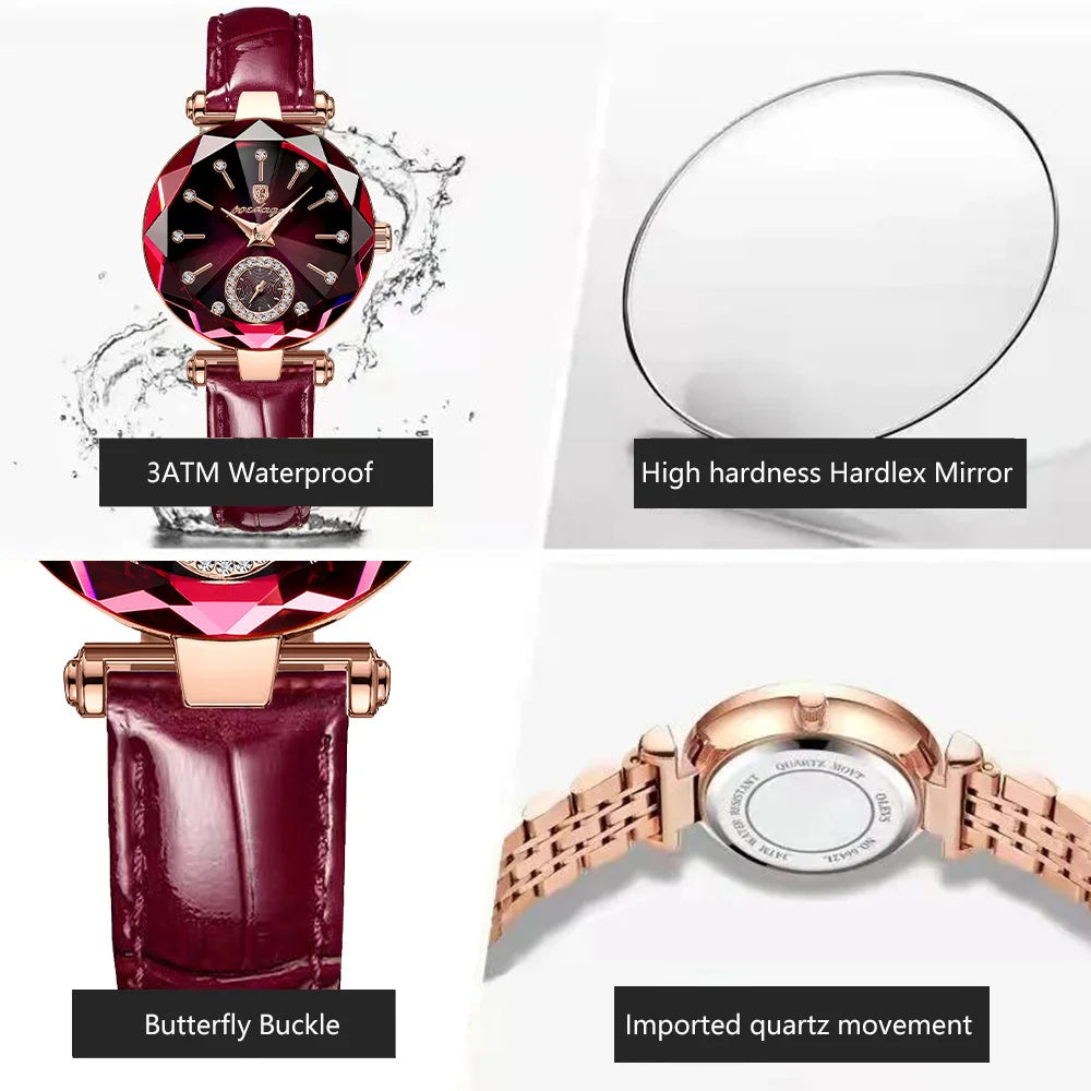 POEDAGAR Top Exquisite Elegant Watches For Women Waterproof Leather High Quality Original Woman's Watch Quartz Ladies Wristwatch