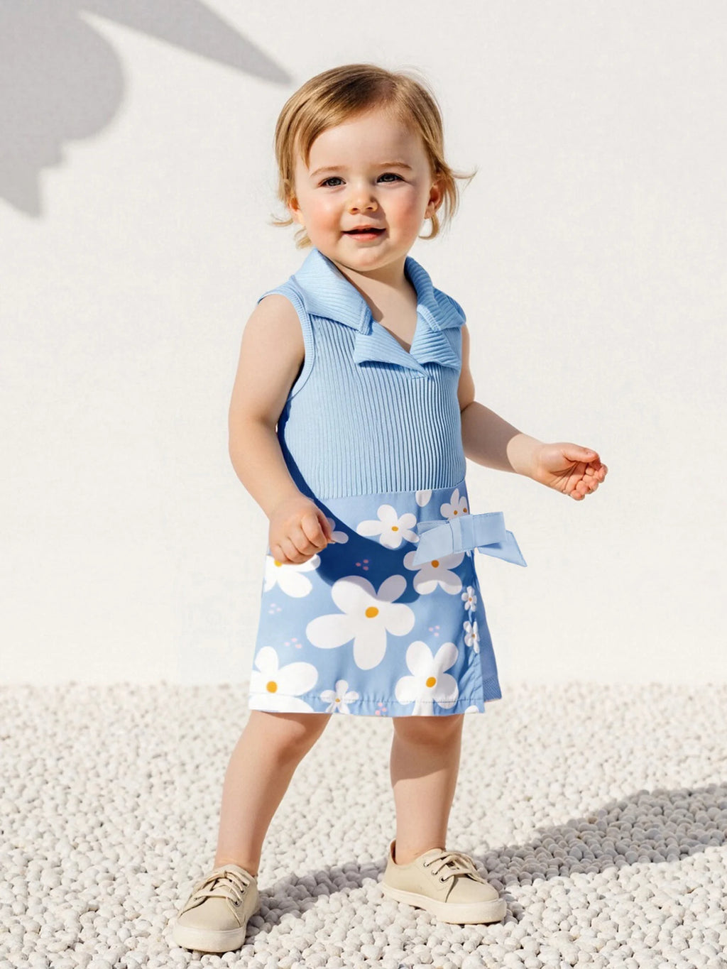 Adorable Baby Girls Summer Outfits Sleeveless Ribbed Tank Tops with Elastic Butterfly Flower Print Skirt Shorts Set - Trendy