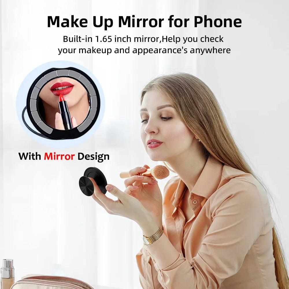 Grippopso Magnetic Suction Phone Mount Built-in Mirror Socket for MagSafe Grip Holder, Adjustable Cell Phone Stand for Desk