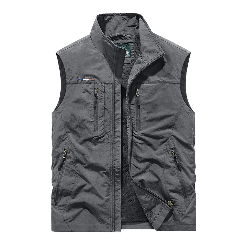 2025 Personalized yelek red Multi Pockets nylon Cargoes Fisherman vest fishing Journalist Photography Camping Waistcoat vest