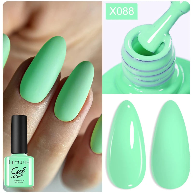 LILYCUTE 7ML Black White Color Gel Nail Polish Summer Colorful Gel Nail Art Semi Permanent UV Gel Soak Off UV LED Gel Varnishes