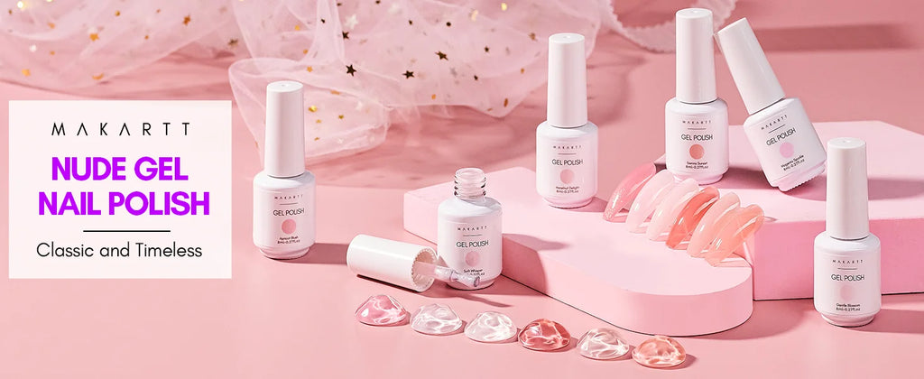 Makartt Gel Nail Polish, Natural Nude Jelly Pink Milky White Red Glitter Gel Polish 6PCS Summer 8ML Soak Off UV LED Gel Polish
