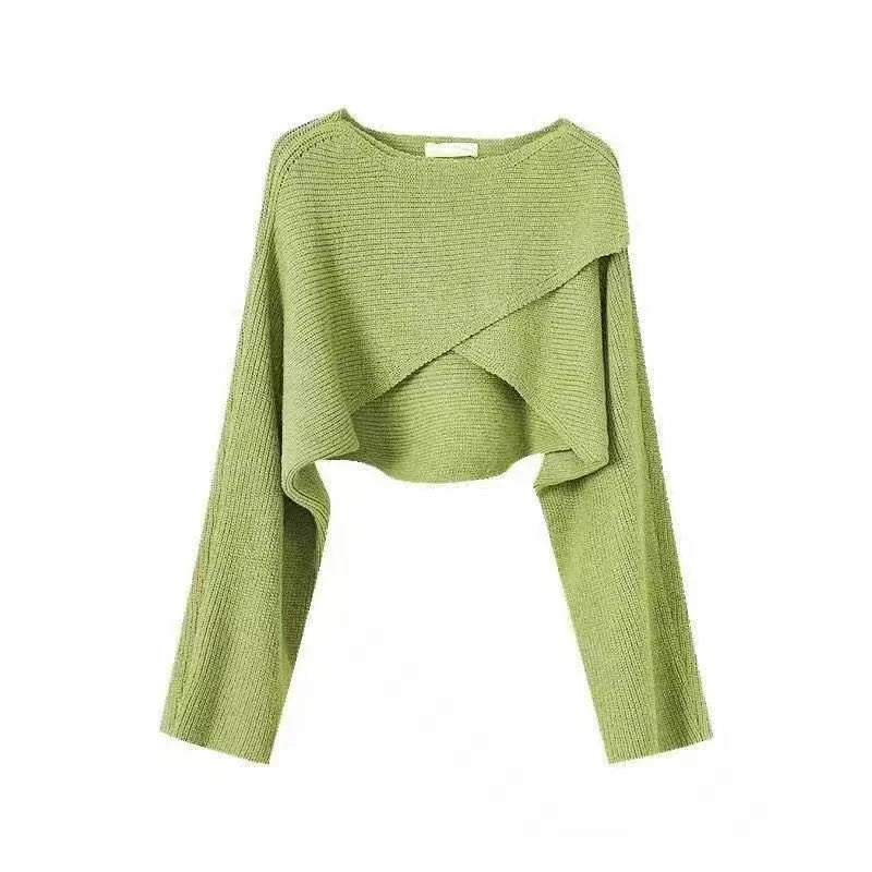 Autumn Fashion Knitted Pullover Elegant O Neck Sweater Women New Casual Solid Color Loose Long Sleeve Hem Irregular Women Top