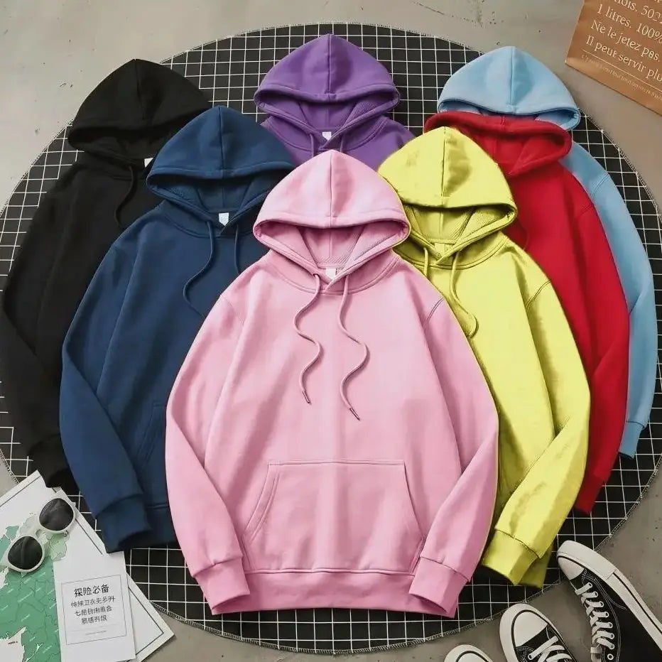 Couple Hoodies Men Women Oversized Sweatshirt Solid Color Casual Loose Pullover Harajuku Autumn Winter Couple Wear Top Fashion