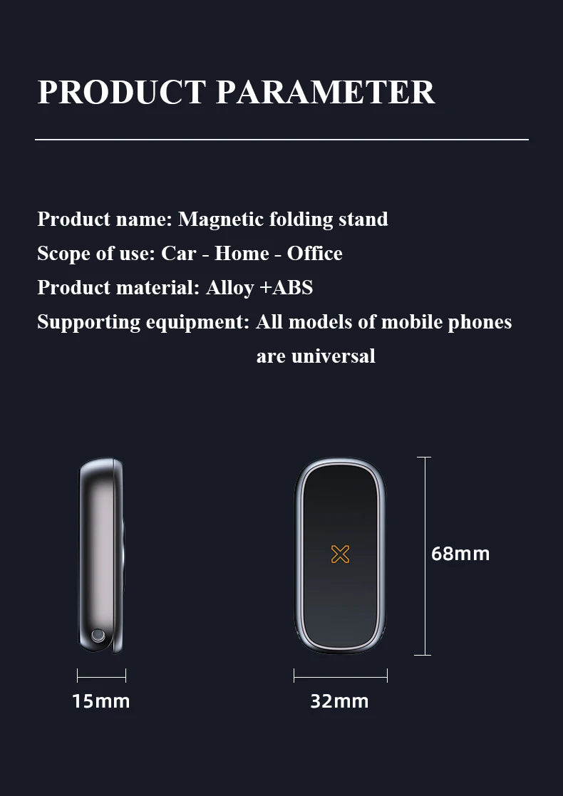 Magnetic Car Mount All-Metal Strongest Magnet Foldable Phone Holder for Car Dashboard Tesla Phone Mount For iPhone