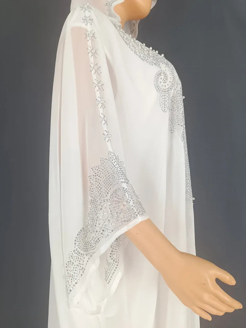 Eid Muslim Dress for Women Hooded Abaya 2 Piece Set Diamond Jalabiya Morocco Party Dresses Dubai Abayas Kaftan Vestido Long Robe