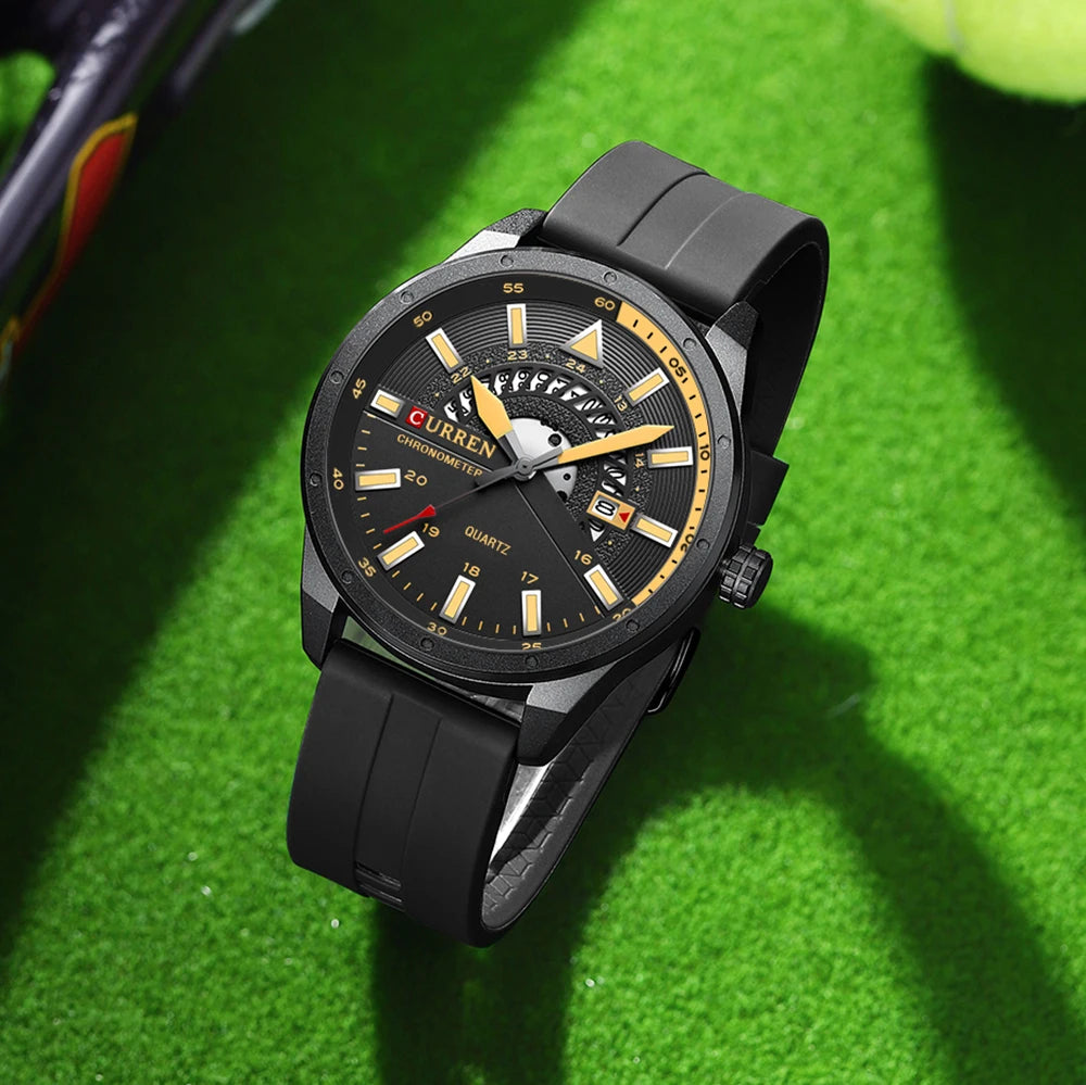 CURREN 8421 Men's Watch Luxury Men's Quartz Watch Breathable Leather Strap Waterproof Business Casual Sports Men's Watch
