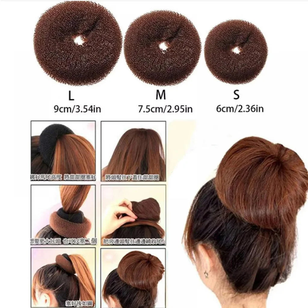 Plate Hair Donut Hair Bun Maker Roller DIY Magic Elastic Foam Sponge Hair Styling Tools Princess Hair Accessories S/M/L